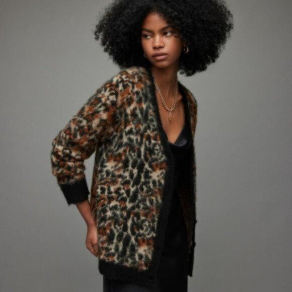 All Saints Star Leopard Cardigan - NEW - Picture 1 of 4